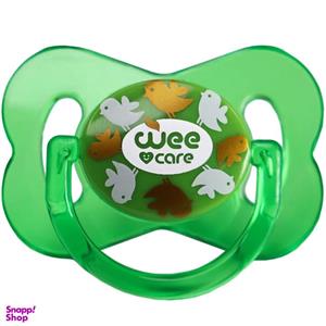 پستانک ارتودنسی وی کر مدل دربدار دسته دار شفاف چاپدار پروانه ای سایز 6-12 ماه کد P128