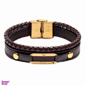 دستبند طلا 18 عیار مردانه لیردا مدل اسم عطا 6400 -