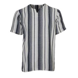 پیراهن آستین کوتاه مردانه مدل پارچه کنفی یقه کوبایی