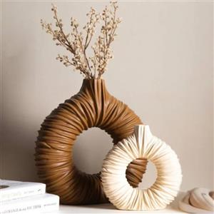 گلدان دکوری مدل دوناتی چروک بسته دو عددی