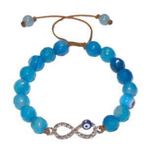 دستبند زنانه سنگ جید آبی کد 102093 