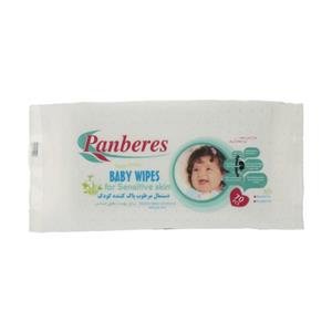 دستمال مرطوب پنبه‌ ریز مخصوص کودک برای پوست‌ های حساس - بسته 70 عددی Panberes Baby Sensitive Skin Wet Wipes 70pcs