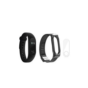 مچ بند هوشمند شیائومی مدل Mi Band 2 به همراه فلزی Metal گلس کد 02 