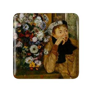 پیکسل مربعی زن و گل های داوودی اثر ادگار دگا