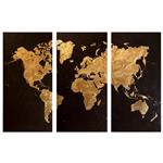 تابلو نقاشی اکرلیک و ورق طلا  طرح نقشه جهان کد Pr-L_001