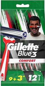 خودتراش ژیلت 3 تیغه کامفورت -gillette blue3 comfort - چندبار مصرف 12 عددی