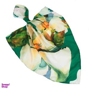 دستمال سر و گردن زنانه مدل  مینی بیبی اسکارف تابستانه نخی خنک طرح گل نرگس کد ana-2376