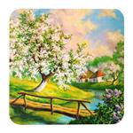 مگنت طرح نقاشی منظره بهار و شکوفه و کلبه کد G1010