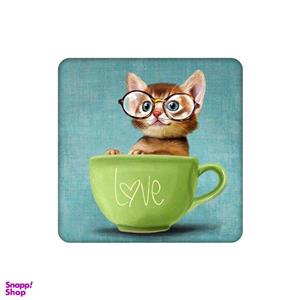 زیرلیوانی طرح گربه عینکی در فنجان کد 9303865