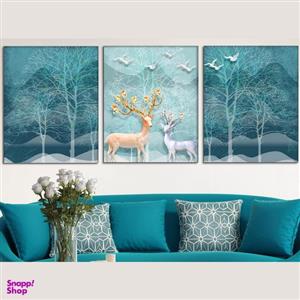 تابلو شاسی بکلیت طرح طبیعت و گوزن مدل SH-376 مجموعه 3 عددی