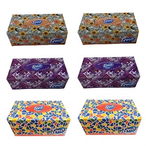 دستمال کاغذی 150 برگ تنو مدل میکس مجموعه 6 عددی