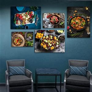 تابلو شاسی بکلیت طرح آشپزخانه و رستوران سالاد مدل SH-858 مجموعه 5 عددی