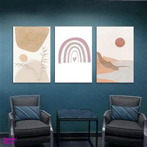 تابلو شاسی بکلیت طرح نقاشی مینیمال دریا مدل SH-1100 مجموعه 3 عددی