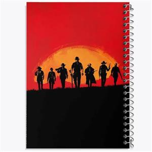 دفتر مشق 100 برگ طرح red dead کد رد دد به همراه برچسب مجموعه 8 عددی