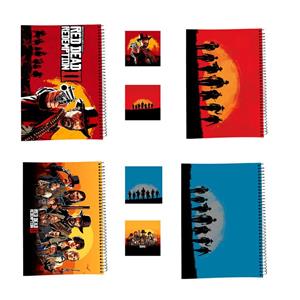 دفتر مشق 100 برگ طرح red dead کد رد دد به همراه برچسب مجموعه 8 عددی