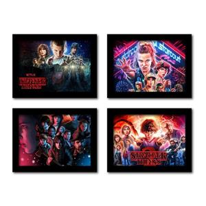 تابلو مدل چیز های عجیب طرح stranger things مجموعه 4 عددی