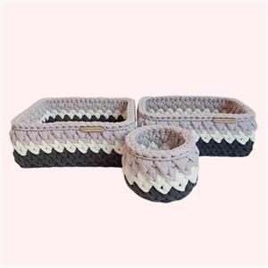 سبد قلاب بافی تریکو مدل  نوزادی کج راه کد 22 مجموعه 3 عددی