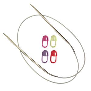 میل بافتنی مدل Pack کد 80Cm-4.0Mm به همراه سنجاق نشانه گذار بافتنی مجموعه 5 عددی