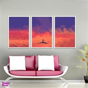 تابلو بکلیت مدل طرح اسمان شب قرمز W-1047  مجموعه 3 عددی