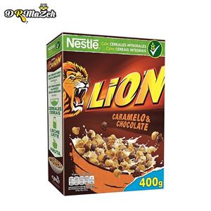 غلات صبحانه کاراملی و شکلاتی نستله لیون 400 گرمی - nestle lion