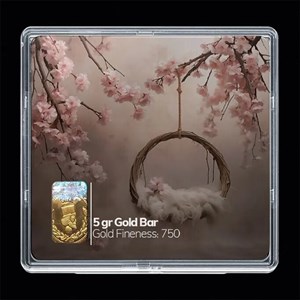 شمش طلا 18 عیار مدوپد مدل سبد و گل کد SG-10247 -