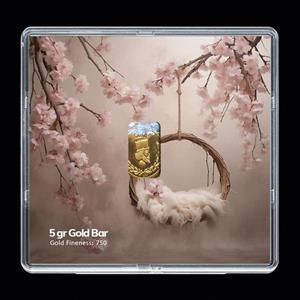 شمش طلا 18 عیار مدوپد مدل سبد و گل کد SG-10247 -