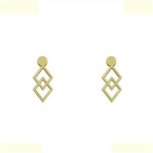 گوشواره طلا 18 عیار زنانه مدوپد مدل دو لوزی کد GA1-11195 -
