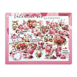 برچسب کاترینکا طرح برش خورده بولت ژورنال و اسکرپ بوک مدل Valentine Bee بسته 43 عددی -