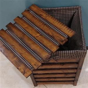 سبد رخت چرک مدل مکعب چوبی