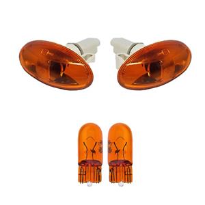 چراغ گلگیر خودرو قطعه سازان کبیر مدل LIGHT-207ORG-30961 مناسب برای پژو 207 به همراه لامپ مجموعه 4 عددی