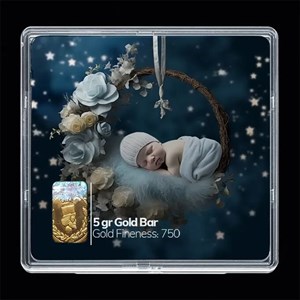شمش طلا 18 عیار مدوپد مدل نوزاد کد SG-10252 -