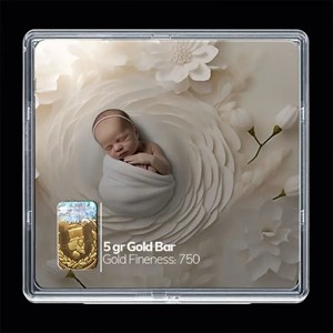 شمش طلا 18 عیار مدوپد مدل نوزاد کد SG-10236 -