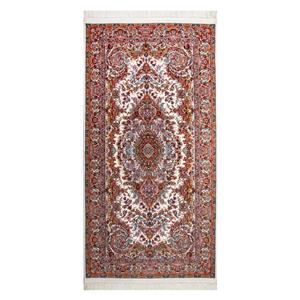 فرش ماشینی قالی تارا طرح موج مهر رنگ کرم