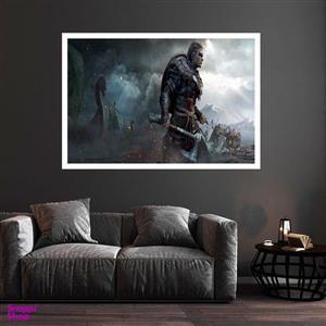 تابلو بکلیت طرح بازی Assassins Creed Valhalla مدل قاب شاسی W-s8786