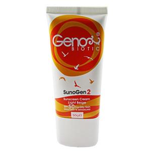 کرم ضد آفتاب بژ روشن مناسب پوست چرب SPF50 ژنوبایوتیک4GEN BIOTIQUE SUNSCREEN LIGHT BEIGE SPF 50 CREAM