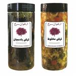 ترشی بادمجان و ترشی مخلوط با سبزی ارغوان سرخ - 1500 گرم