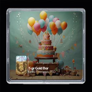 شمش طلا 18 عیار مدوپد مدل کیک تولد  کد SG10606 -