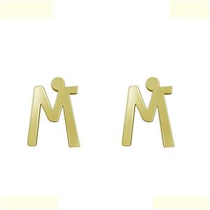 گوشواره طلا 18 عیار زنانه مدوپد مدل حرف M کد GA1-16745 -