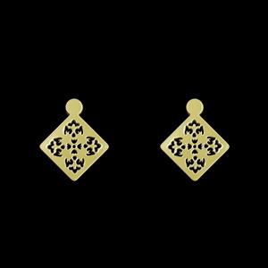 گوشواره طلا 18 عیار زنانه مدوپد مدل لوزی کد GA1-10738 -
