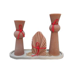 شمع مدل استوانه هینا بسته 4 عددی