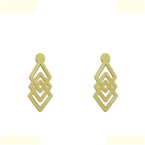 گوشواره طلا 18 عیار زنانه مدوپد مدل لوزی کد GA1-10315 -