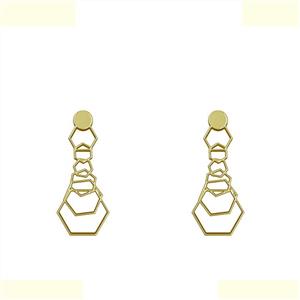 گوشواره طلا 18 عیار زنانه مدوپد مدل حلقه شش ضلعی کد GA1-12769 -