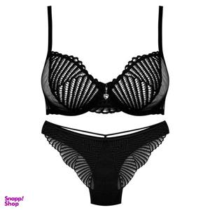 ست شورت و سوتین زنانه میسا مدل فنردار گیپوری کد 4735-6115 رنگ مشکی