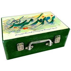 جعبه هدیه چوبی مدل چمدان بهاری کد WS611