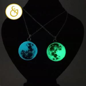 گردنبند مردانه مدل شب تاب ماه استیل