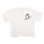 کراپ‌تی شرت آستین کوتاه زنانه مدل پنگوئن کارتونی رنگ سفید