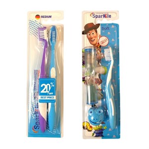 مسواک اسپارکل مدل toy S9 با برس متوسط مجموعه 3 عددی -
