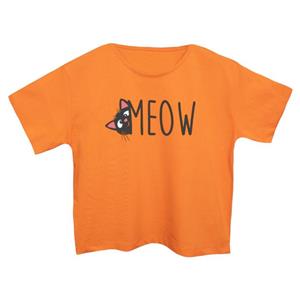 کراپ‌تی شرت آستین کوتاه زنانه مدل گربه میو 