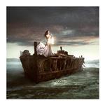 تابلو شاسی مدل R1007 طرح نقاشی دریا و کشتی و فانوس و دختر