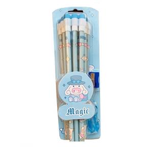 مداد مشکی مدل پاک کن دار طرح Magic به همراه تراش و سر مدادی بسته 12 عددی